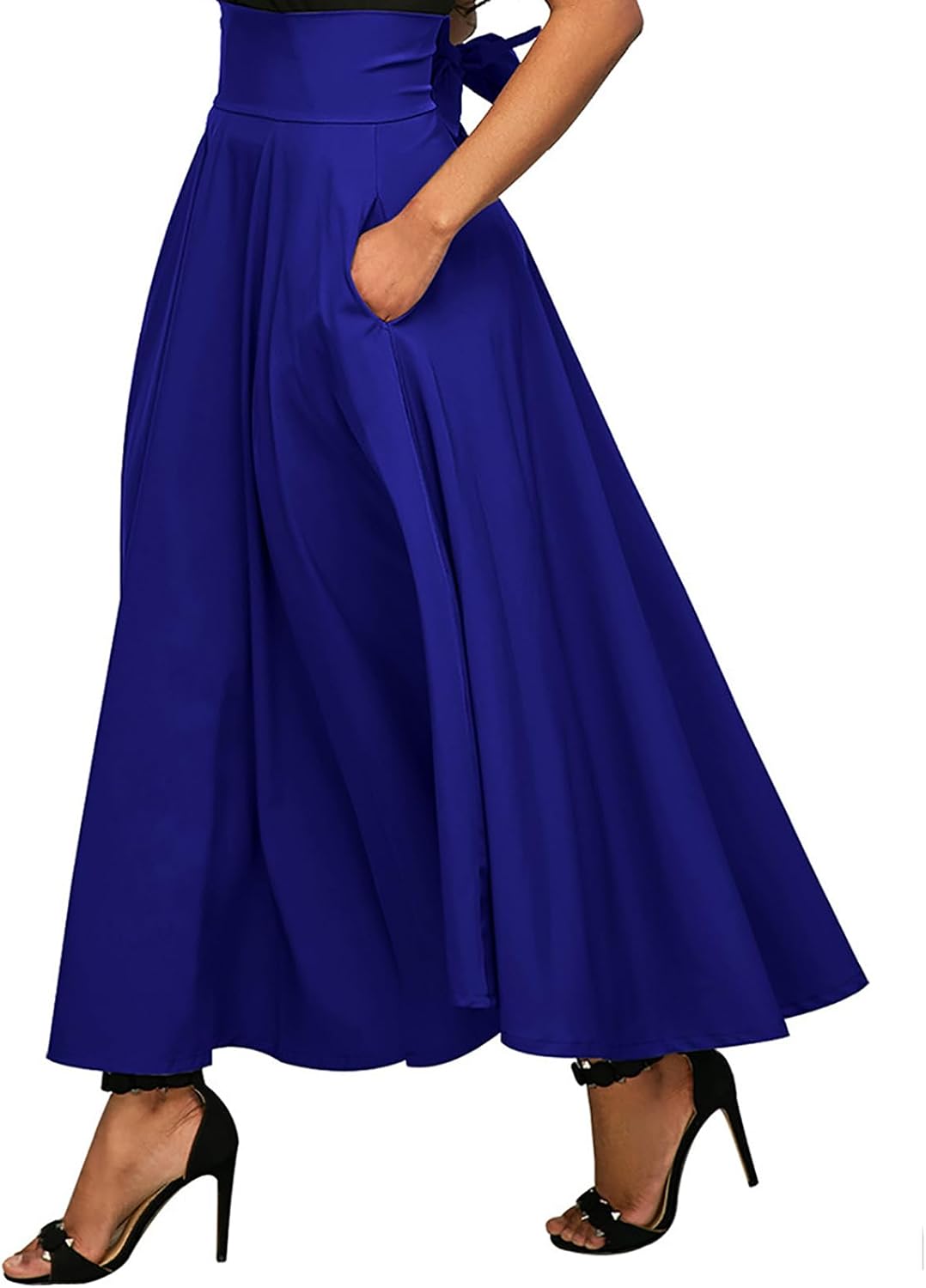 Women's Solid-color Long Retro Lace-up Dress