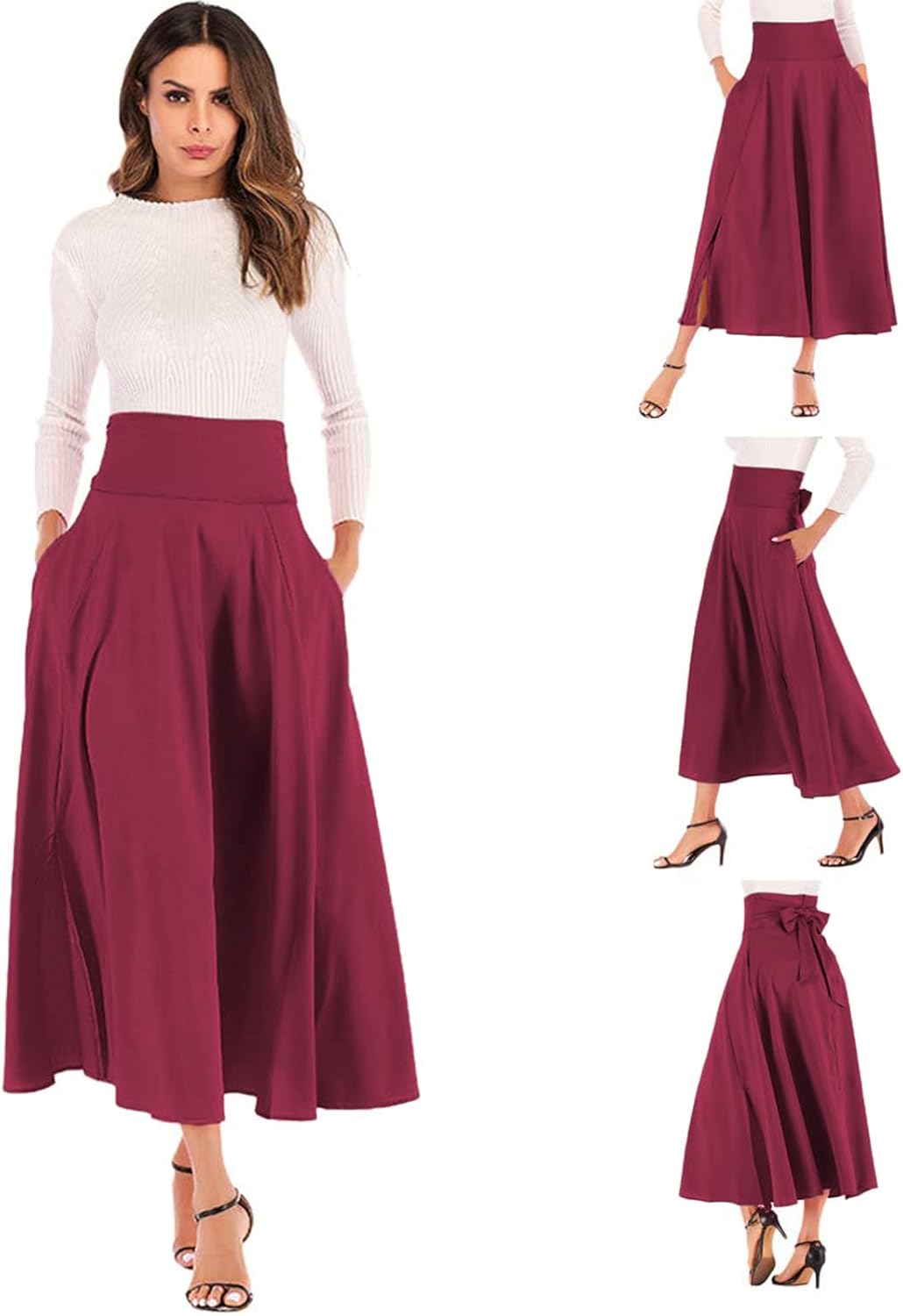 Women's Solid-color Long Retro Lace-up Dress