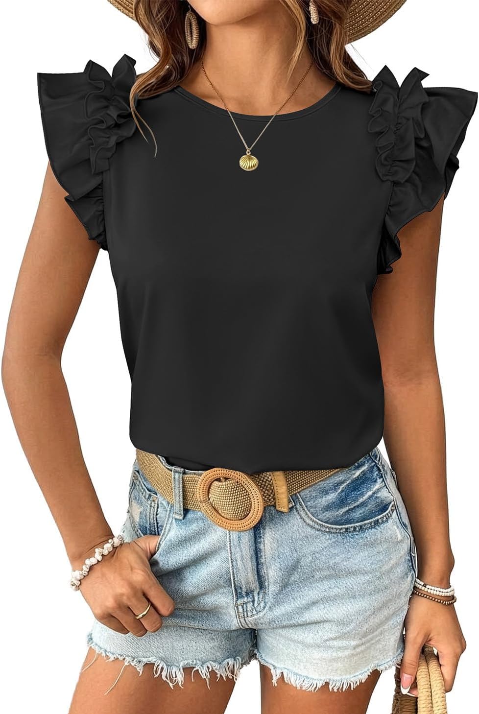 Women's Ruffled Short-sleeved Blouse