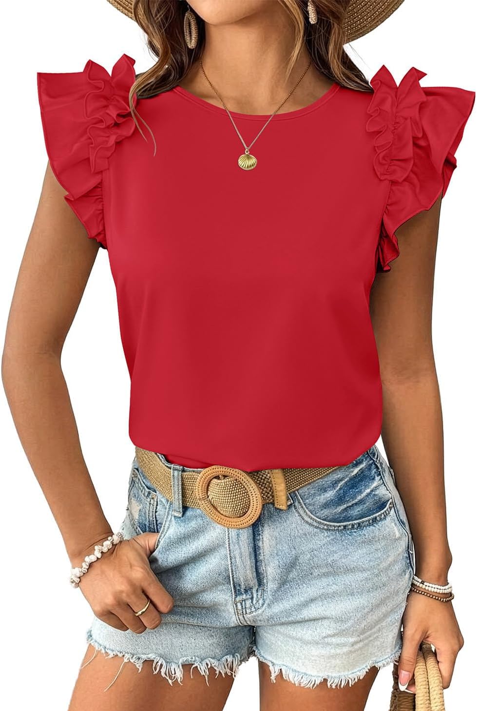 Women's Ruffled Short-sleeved Blouse