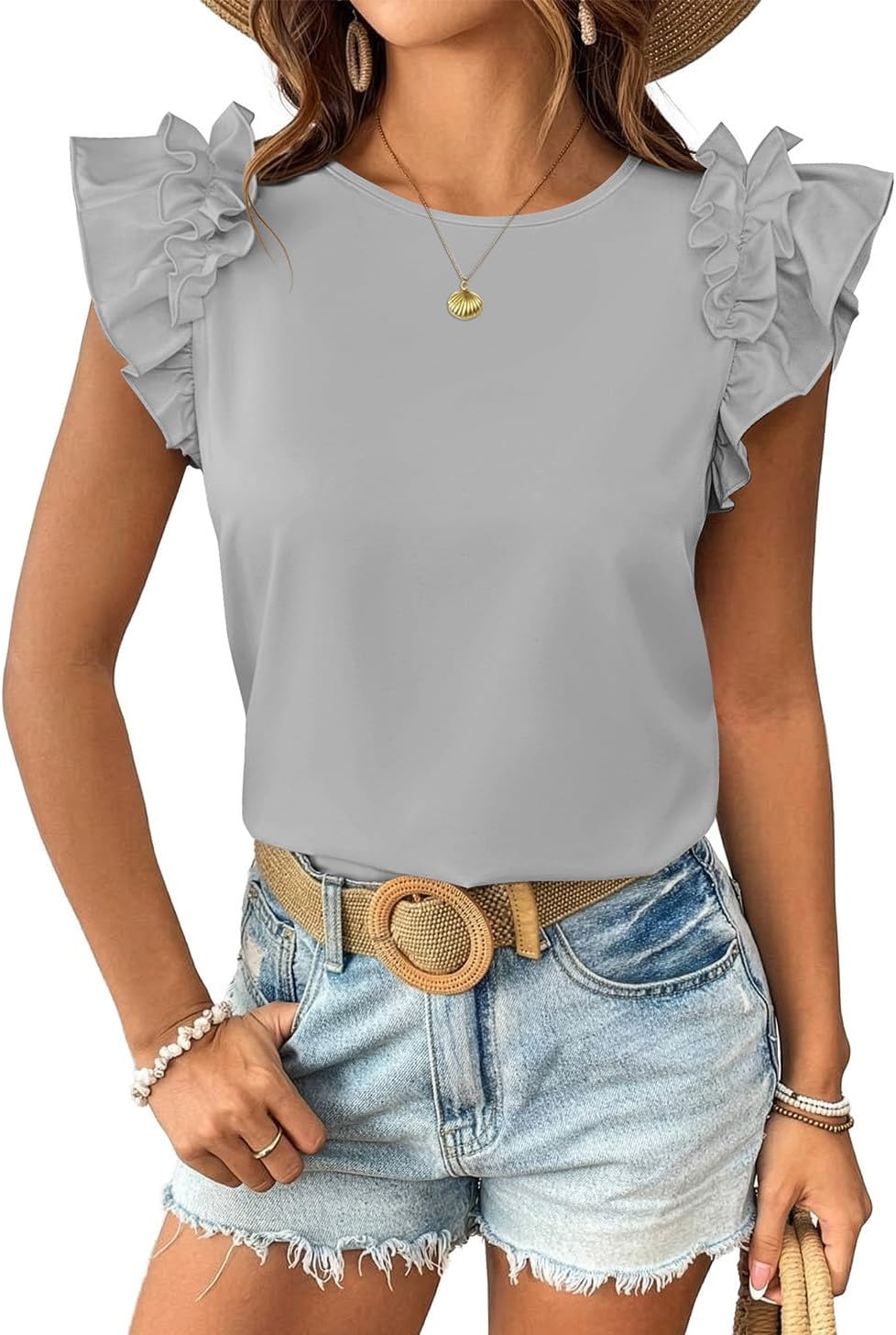 Women's Ruffled Short-sleeved Blouse