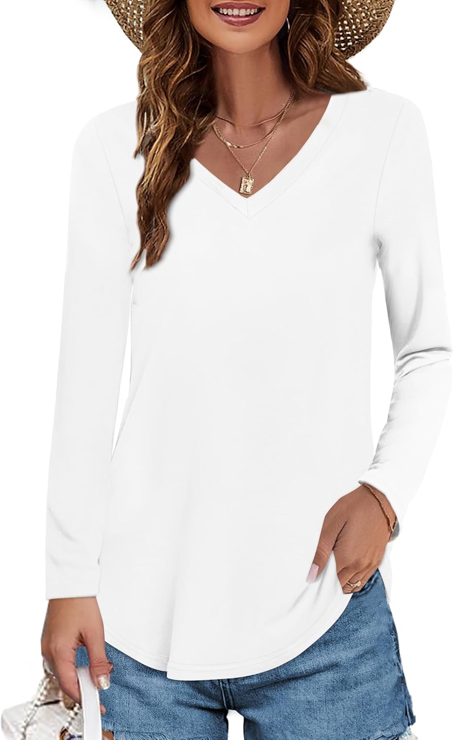 Women's Long-sleeved Cotton Blouse T-shirt