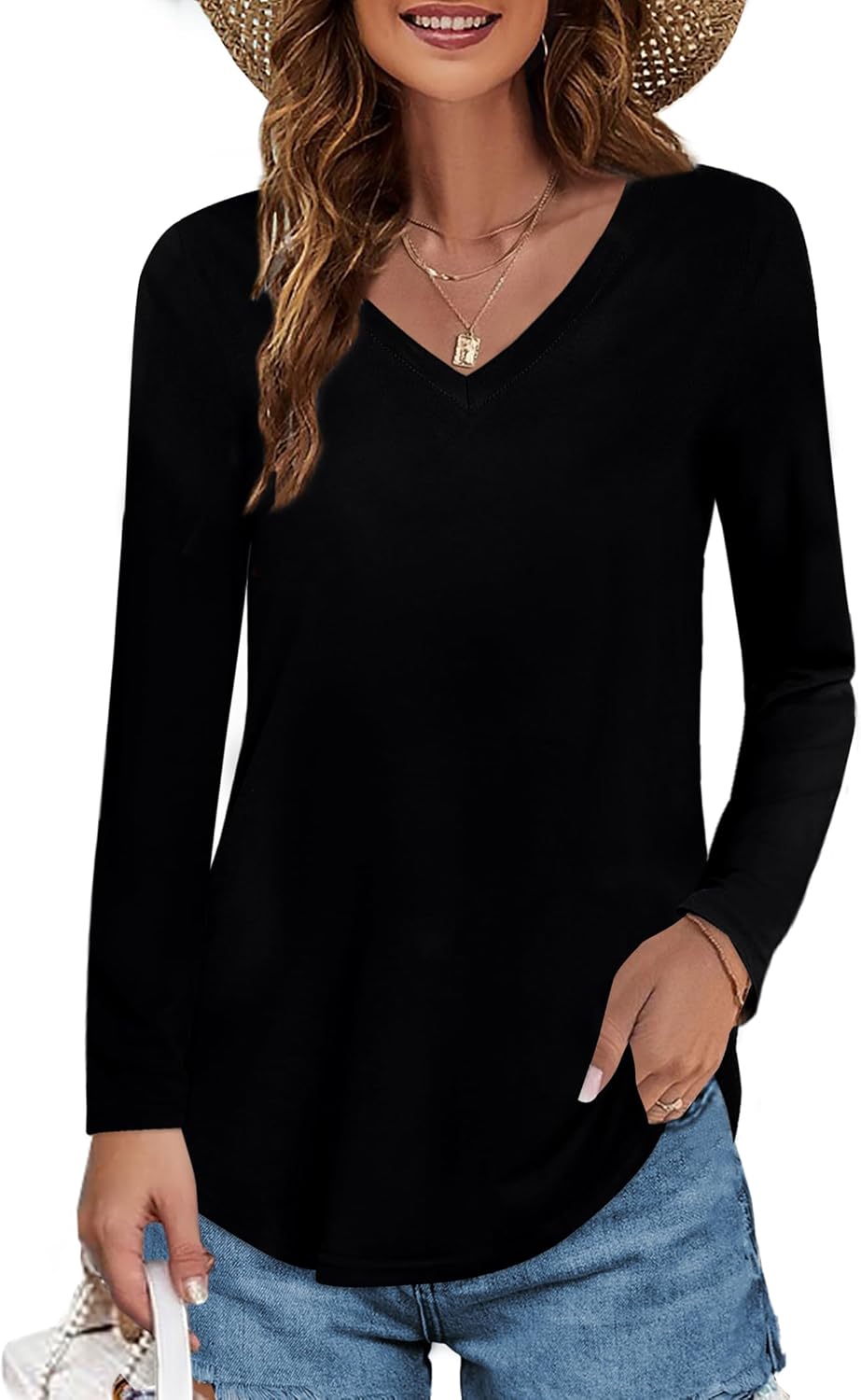 Women's Long-sleeved Cotton Blouse T-shirt